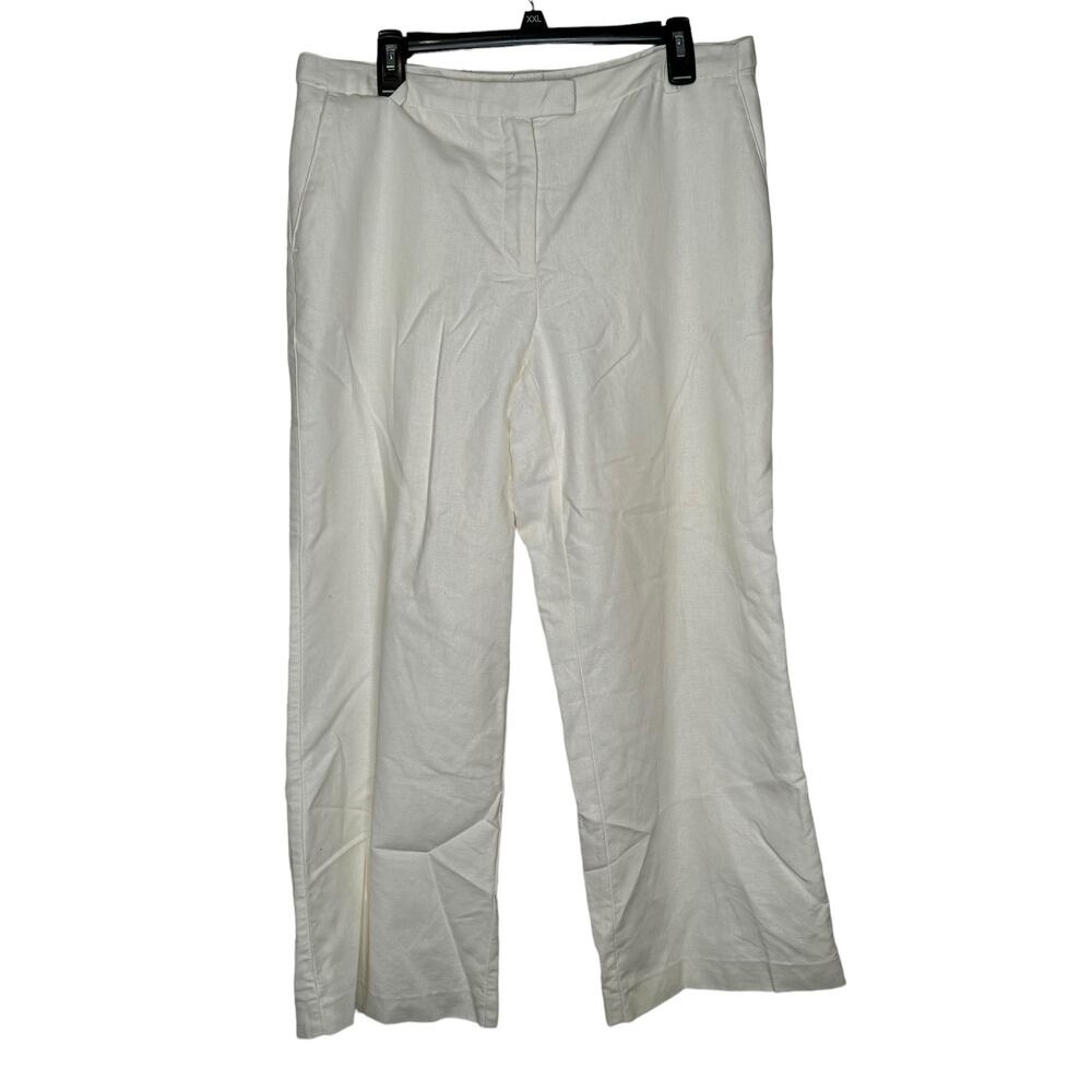 Liz Claiborne Women Dress Pants Sloane Lined Straight Leg Mid-Rise White Sz.12R